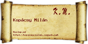 Kopácsy Milán névjegykártya