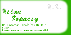 milan kopacsy business card